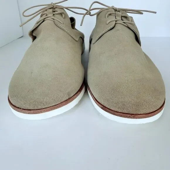 NWOB Nisolo Men's Travel Derby Lace-Up Shoes in Stone Beige Suede Size 10.5
